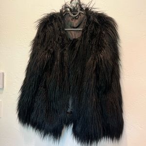 Black Faux Fut Shag Jacket